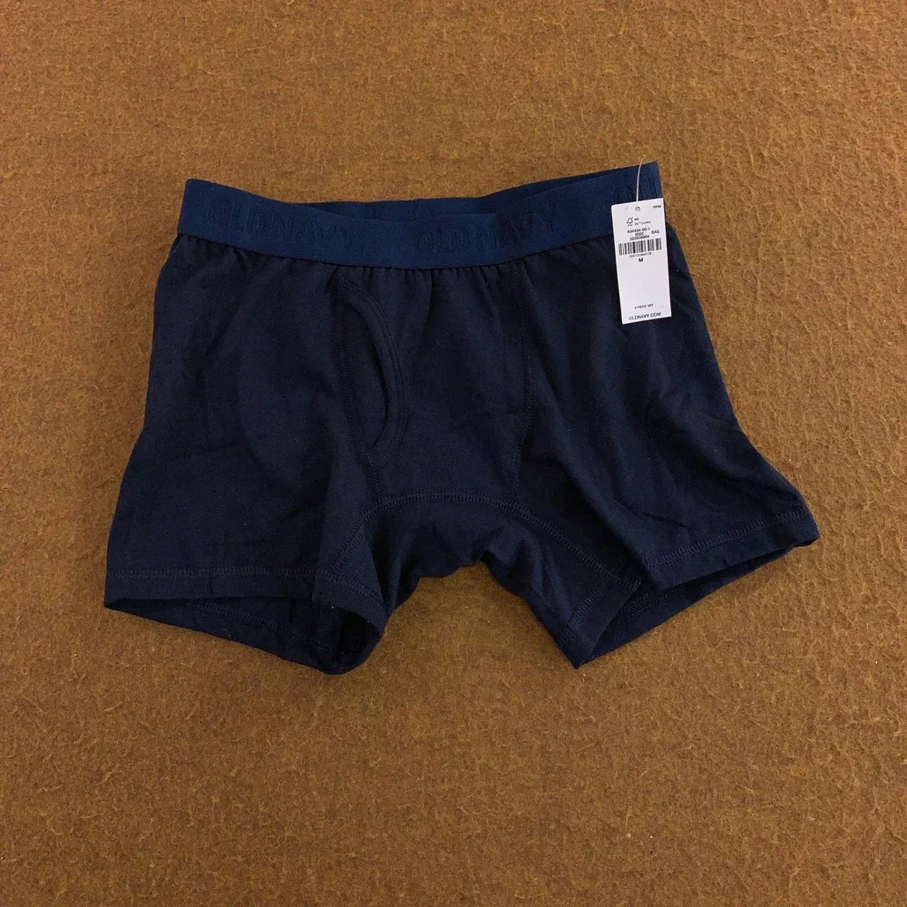 Old Navy Boys Medium Blue Gray 4 Pack Cotton Blend Boxer Briefs Underwear NWT